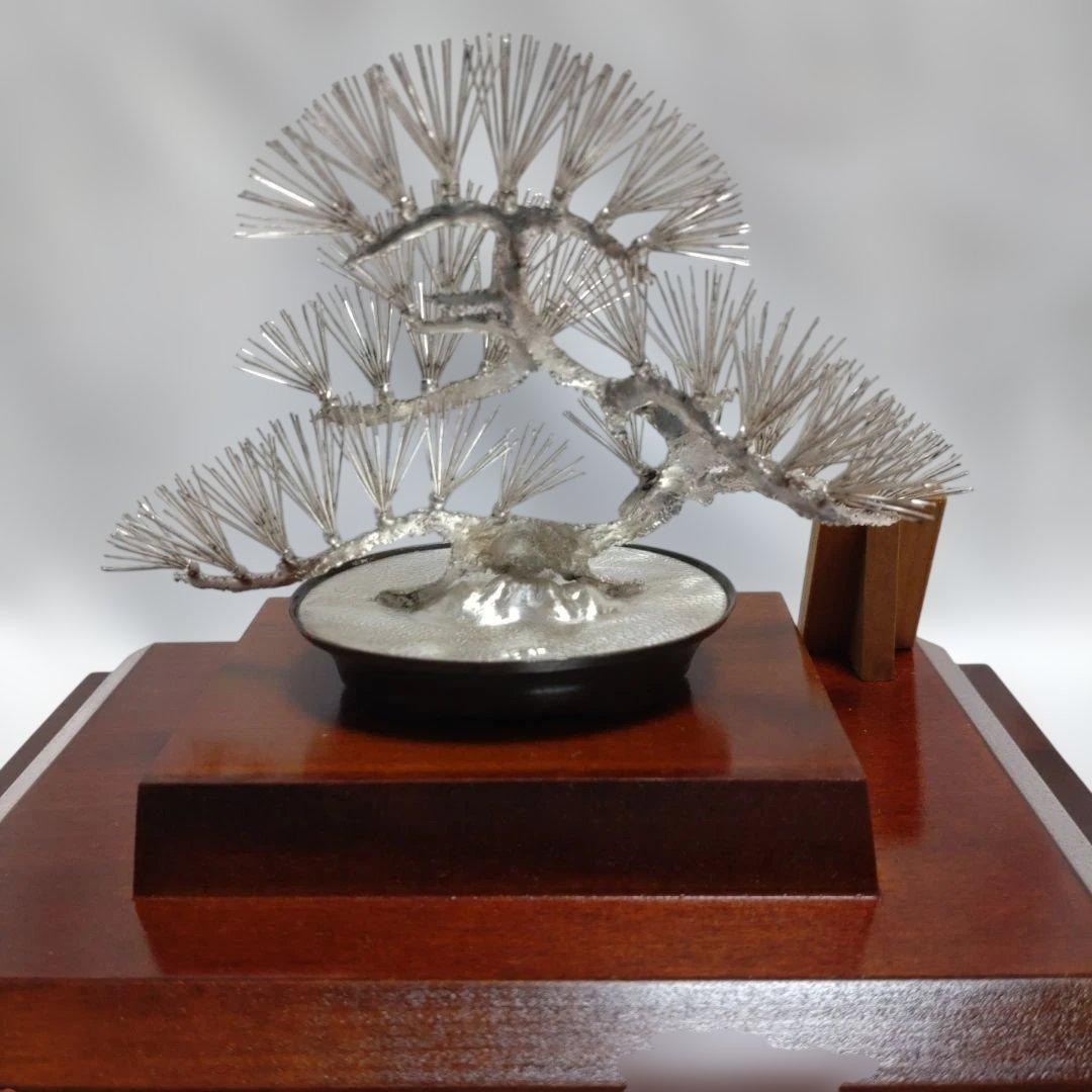 h*中様 純銀製 光則作 盆栽 2号「松」ガラスケース・紙箱付き - メルカリ