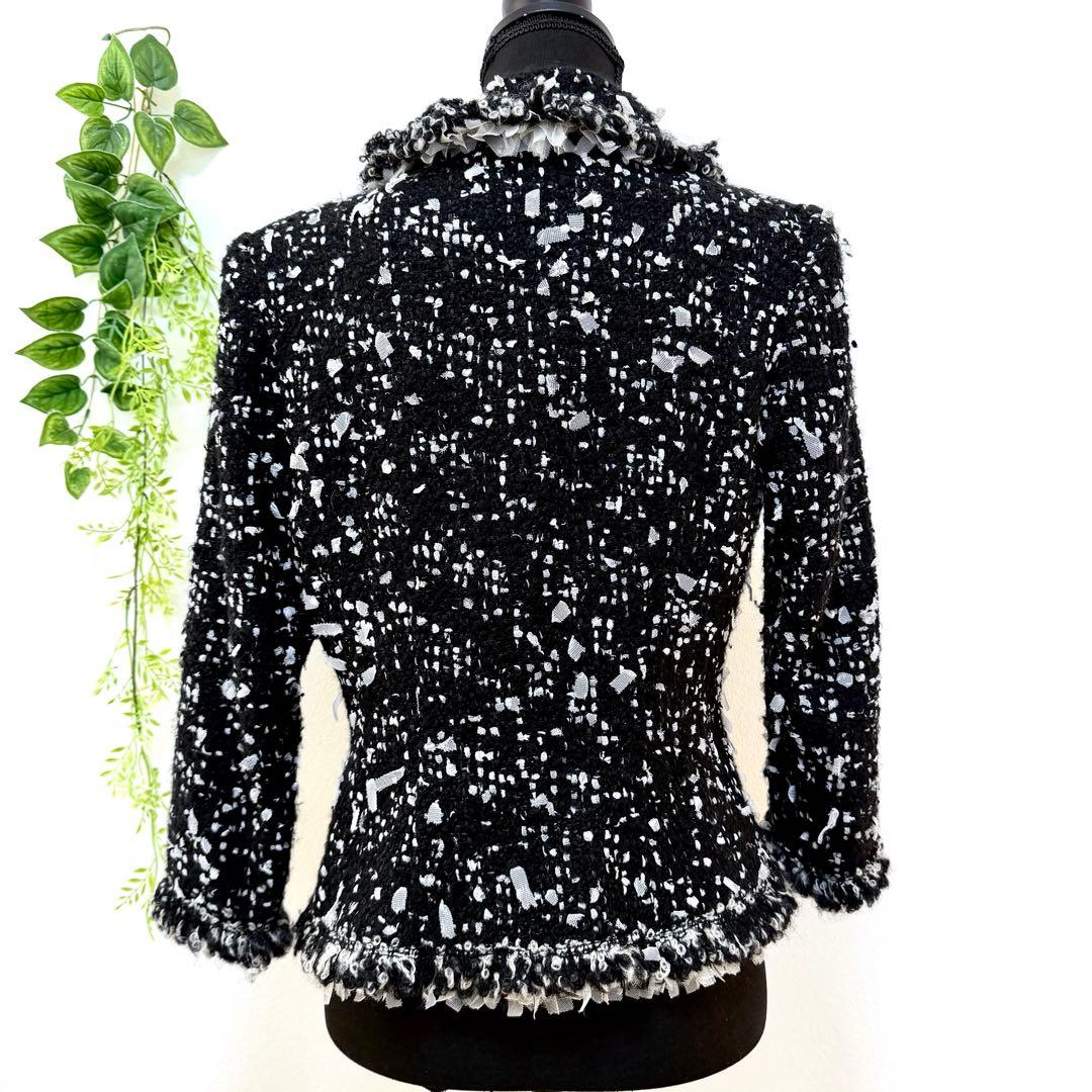 希少 Rene ルネ 最高級 ツイードジャケット ブラック ホワイト M