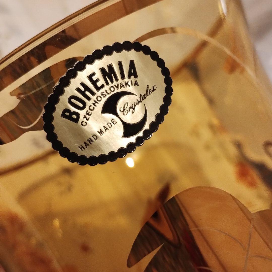 ボヘミアの花瓶（アンバーガラス×金彩） - メルカリ