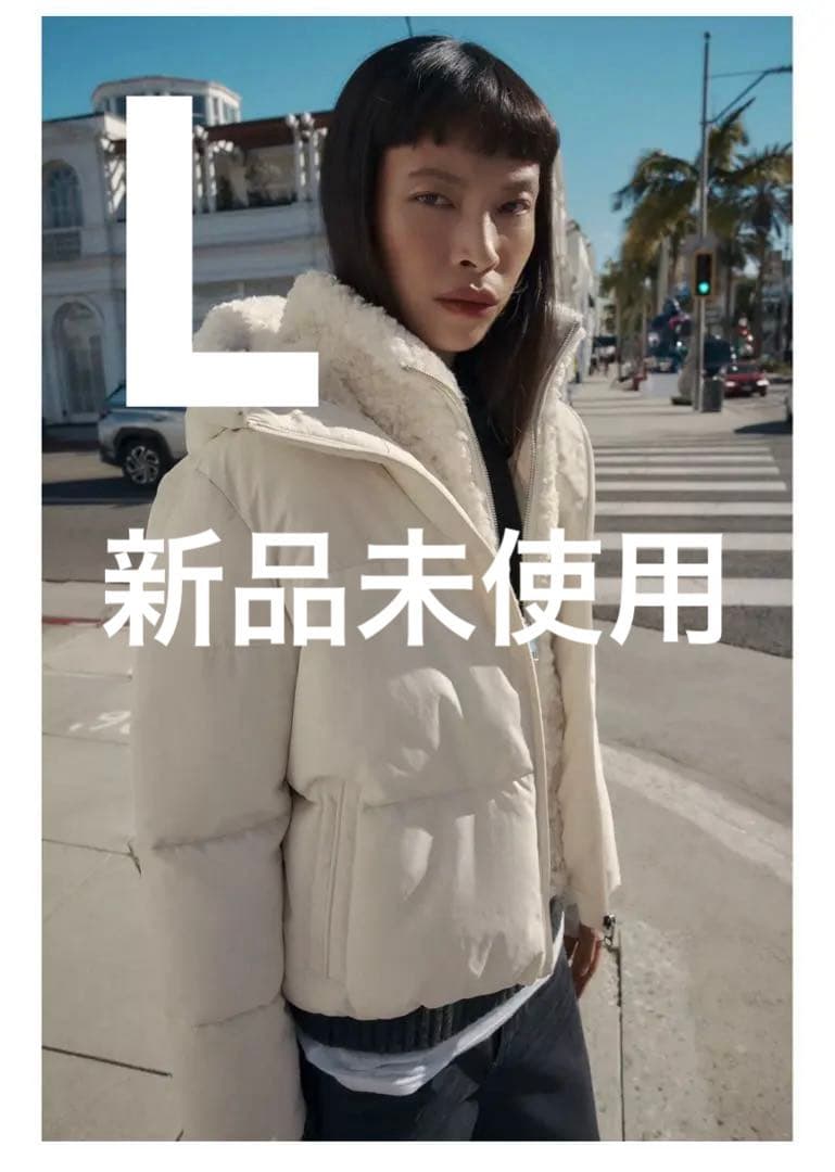 ZARA 新品フェイクシープスキンフード付き撥水ウィンドブレーカー