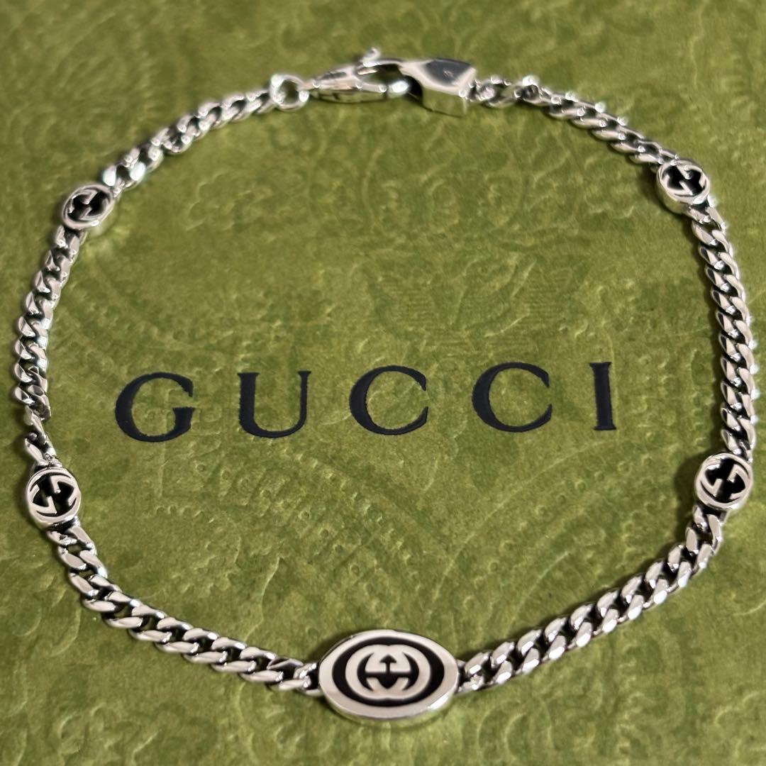 GUCCI 新品同様品 インターロッキングGブレスレット 刻印18 極美品