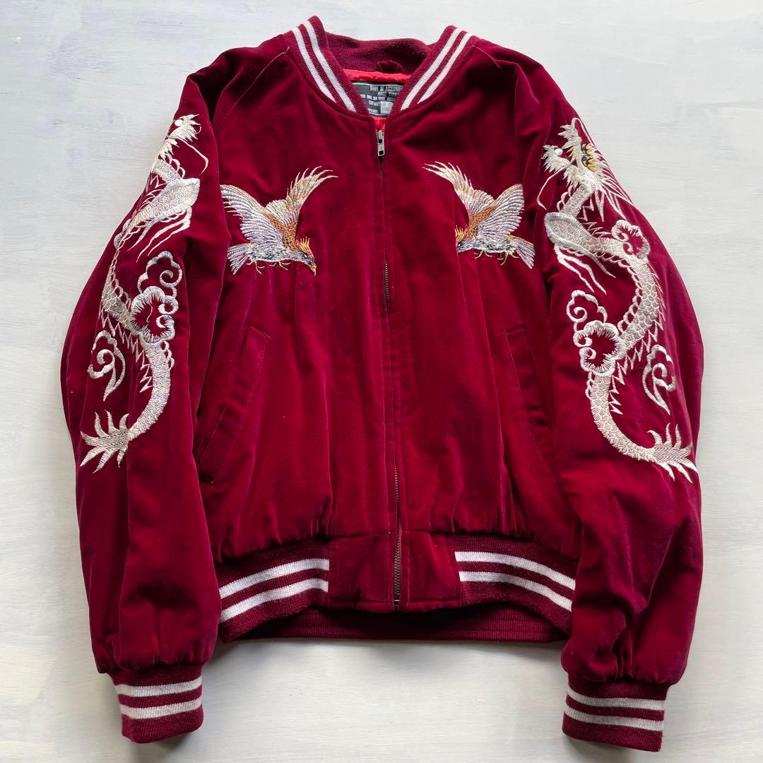 JUNGLE STORM ベロア スカジャン 別珍 龍 鷹 ビンテージ - メルカリ