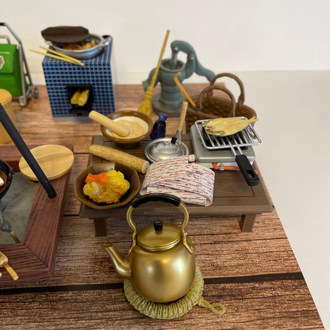 リーメント ぷちサンプル ミニチュア○田舎の台所 囲炉裏 かまど 昭和