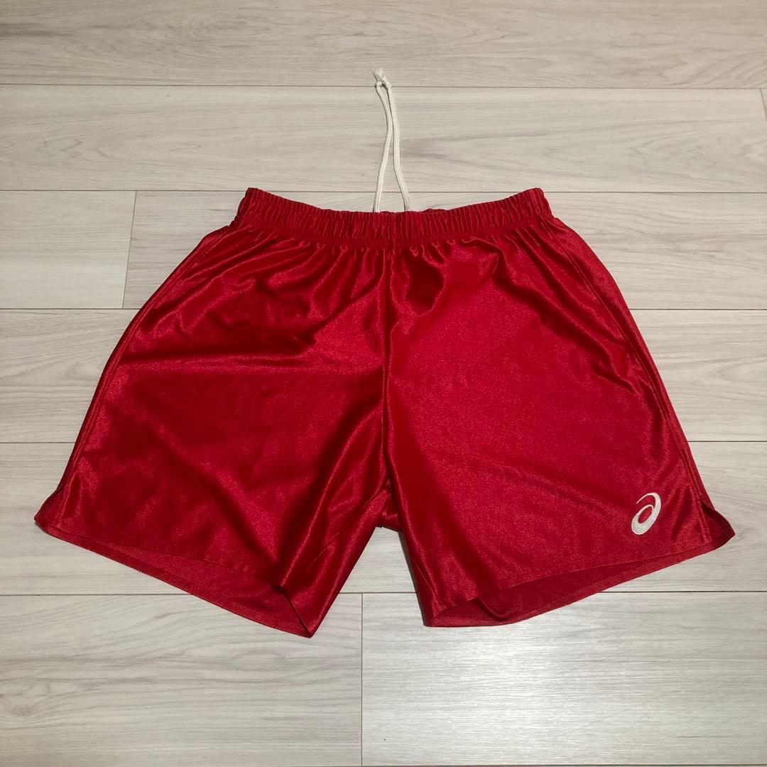 アシックス バレーボール メンズ ゲームパンツ Lサイズ レッド 美品