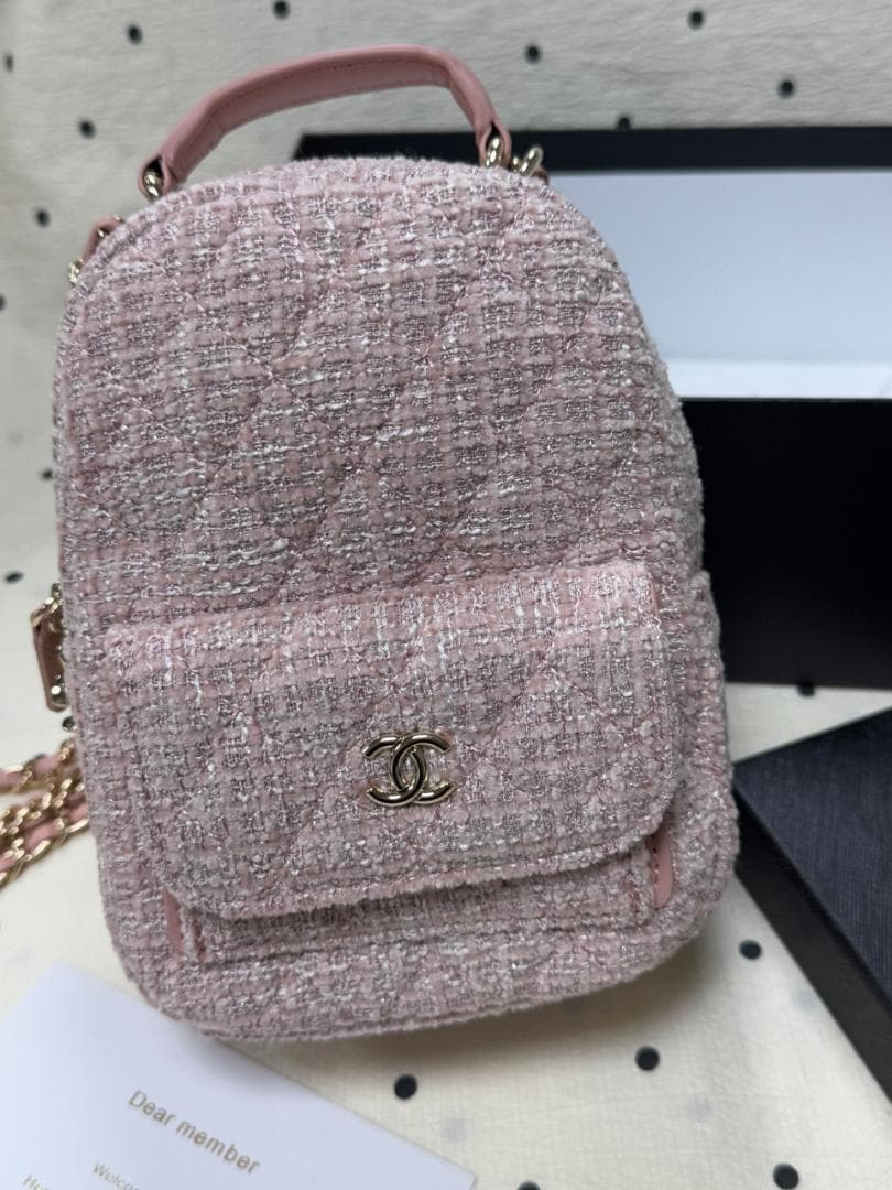 VIP美品 ChANelピンク ツイード リュックgso - メルカリ