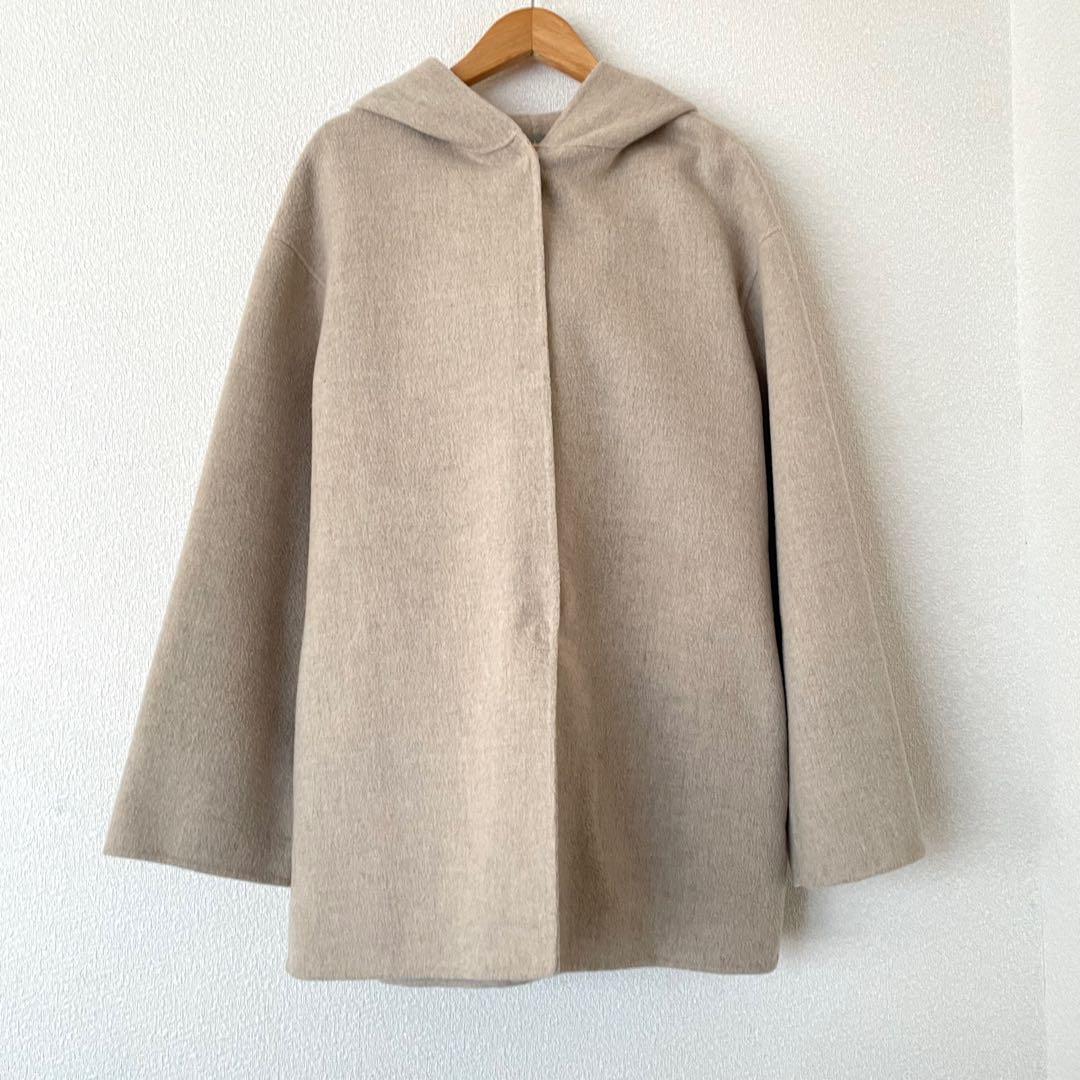 セオリーリュクス カシミヤ混 リバーコート ダブルフェイス フード