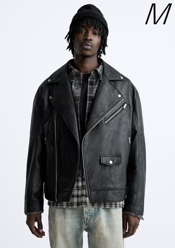 ZARA レザー ライダースジャケット M ブラック フェイクレザー - メルカリ