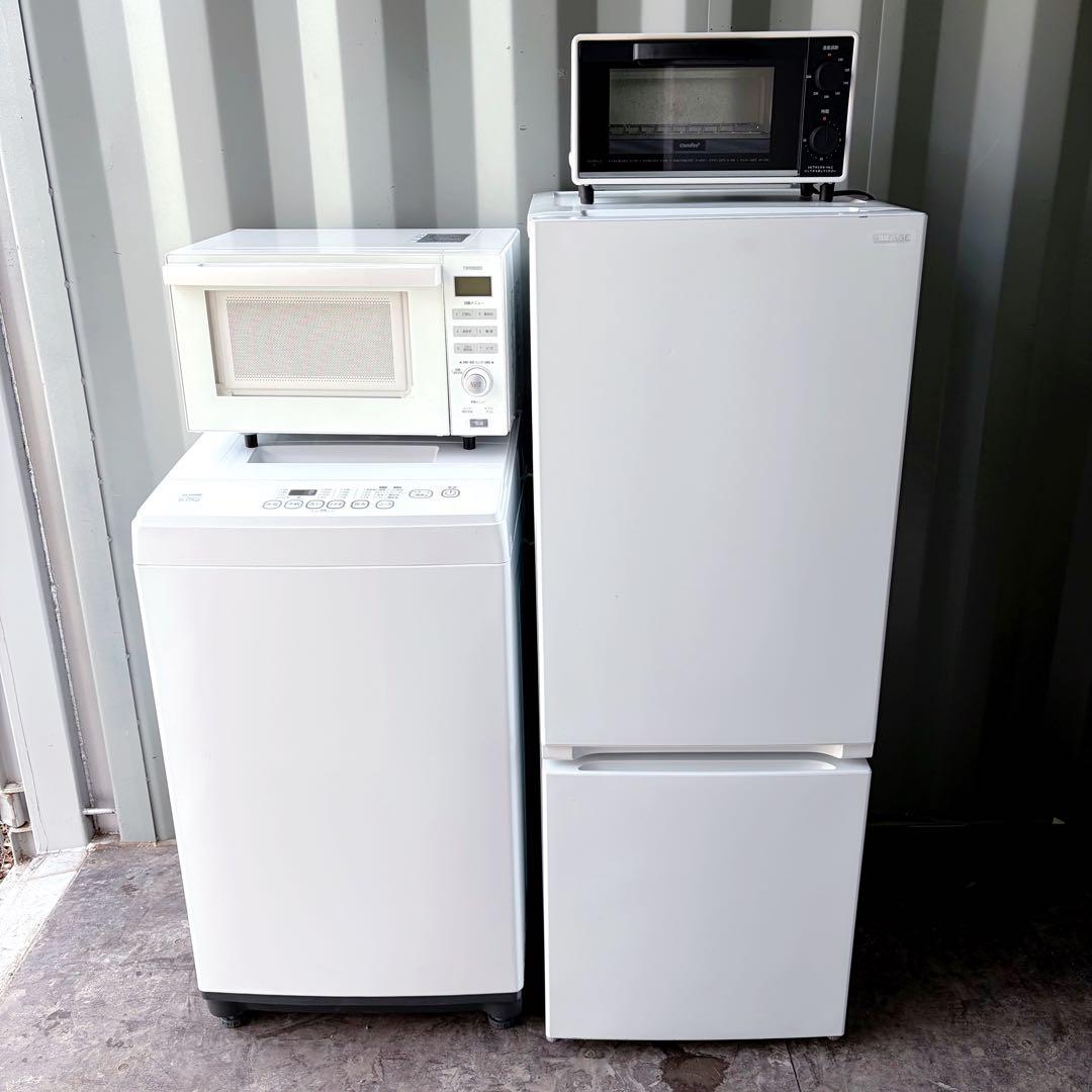運搬取付無料！ホワイト系純正ノジマ・ヤマダシンプル家電4点セット