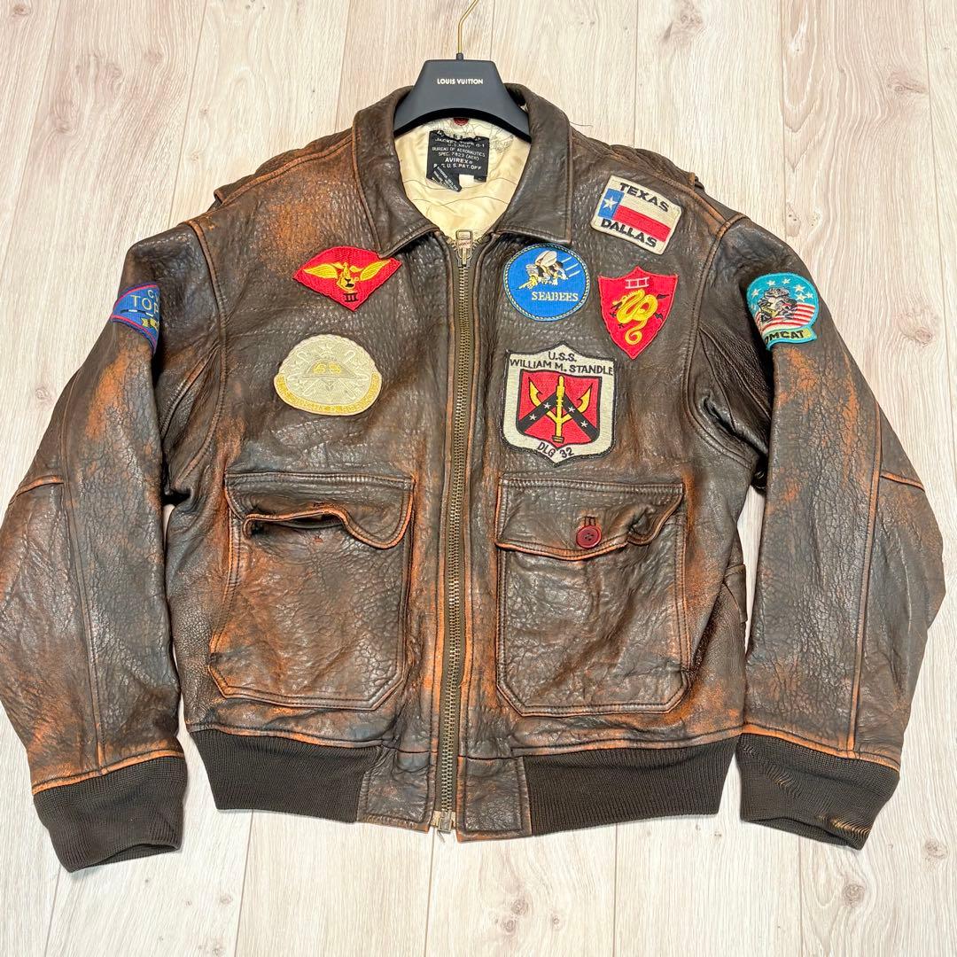 AVIREX トップガン G-1 A-2 レザー フライトジャケット ワッペン