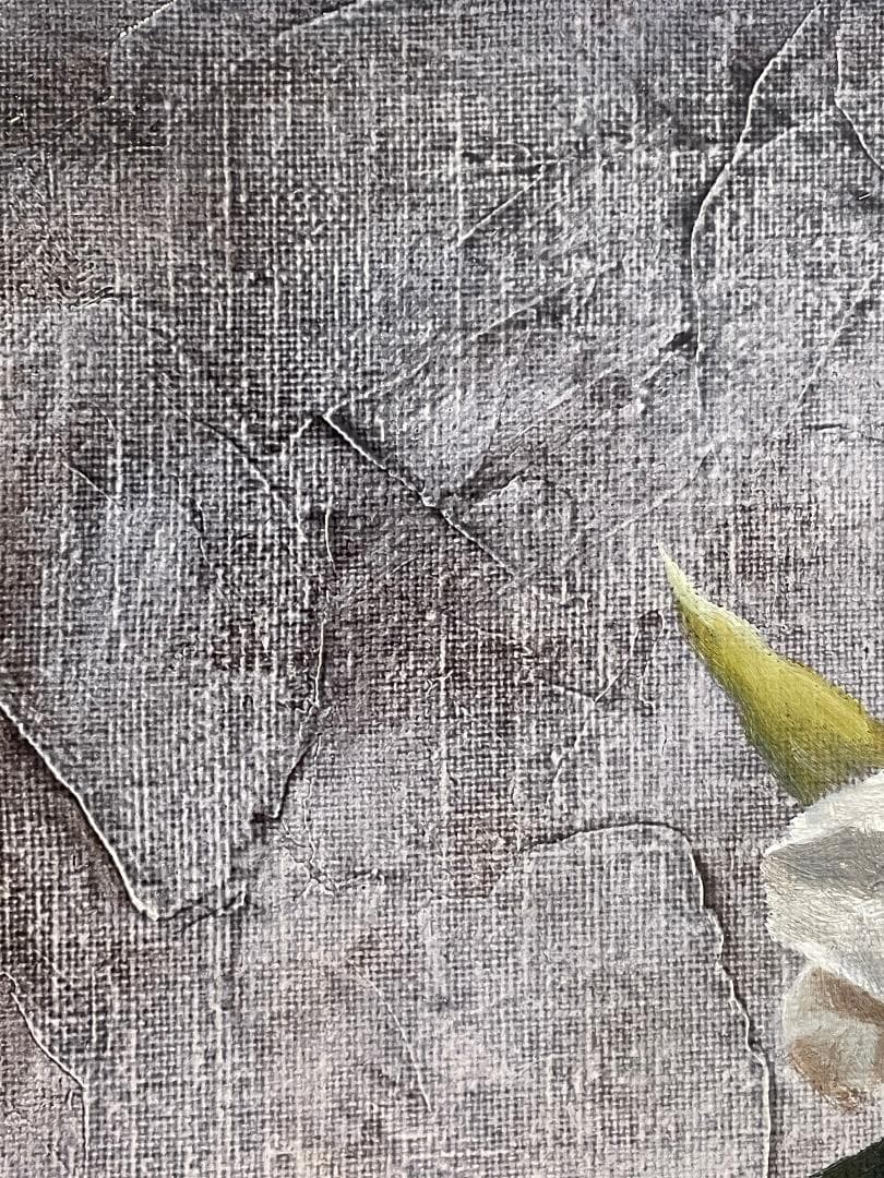 「真作」安田英明「椿」静物画　油彩画　額装　サイン有り　F4号