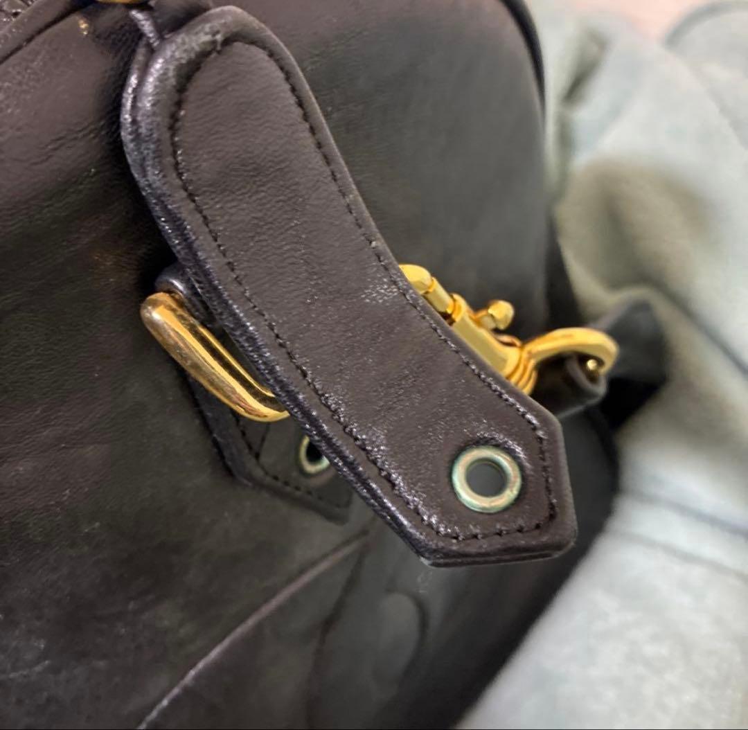 T*K様 CHANEL ヴィンテージ 黒 キルティング ロゴ レザー ボストンバ