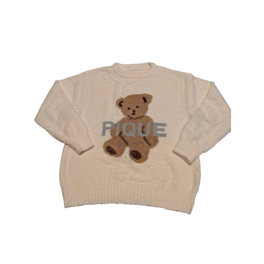 新品ジェラートピケ ルームウェア 冬くまふわふわ ホワイト上下セット