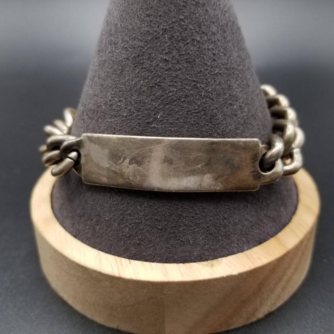 1977年 英国 ヴィンテージ IDタグ 長方形プレート 925 シルバーブレス