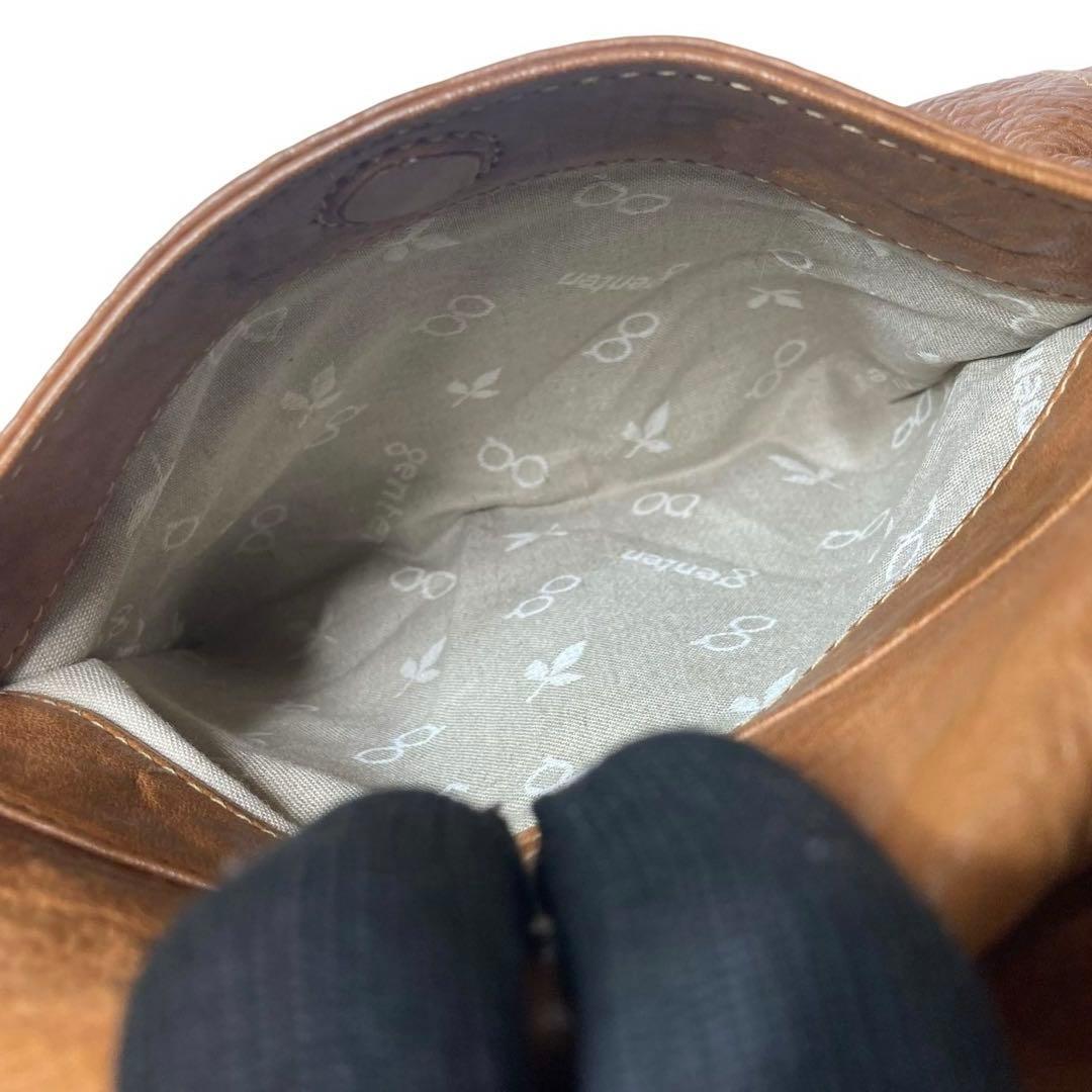 genten ウールシープ本革 メッセンジャーバッグ クロスボディ 飴色