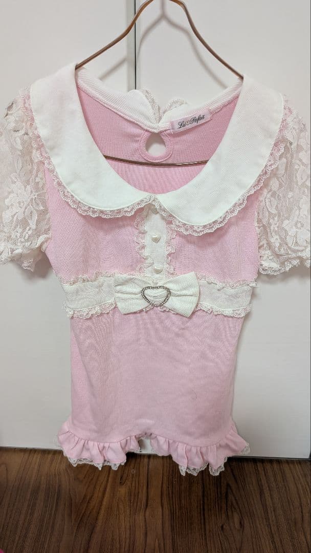 ピンク レース付き 半袖シャツ Lace Ladies（レースレディース） 立ち襟 レース 半袖 ブラウス シャツ