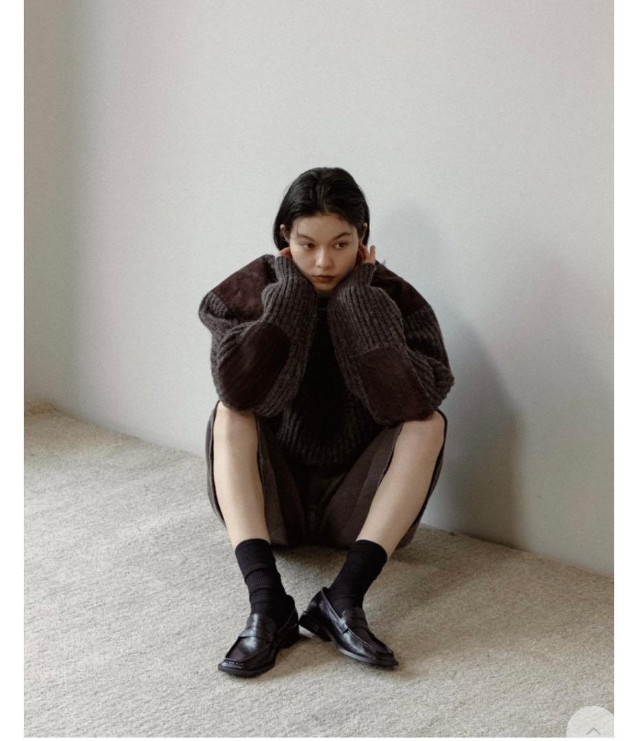 nokcha vintage like accent knit BROWN - メルカリ