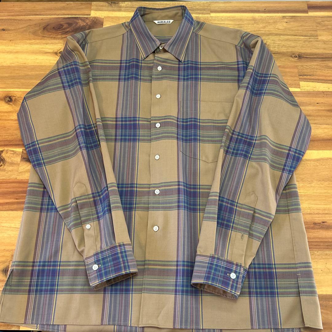 AURALEE チェックシャツ AURALEE(オーラリー)SUPER LIGHT WOOL CHECK SHIRT A24SS01LC