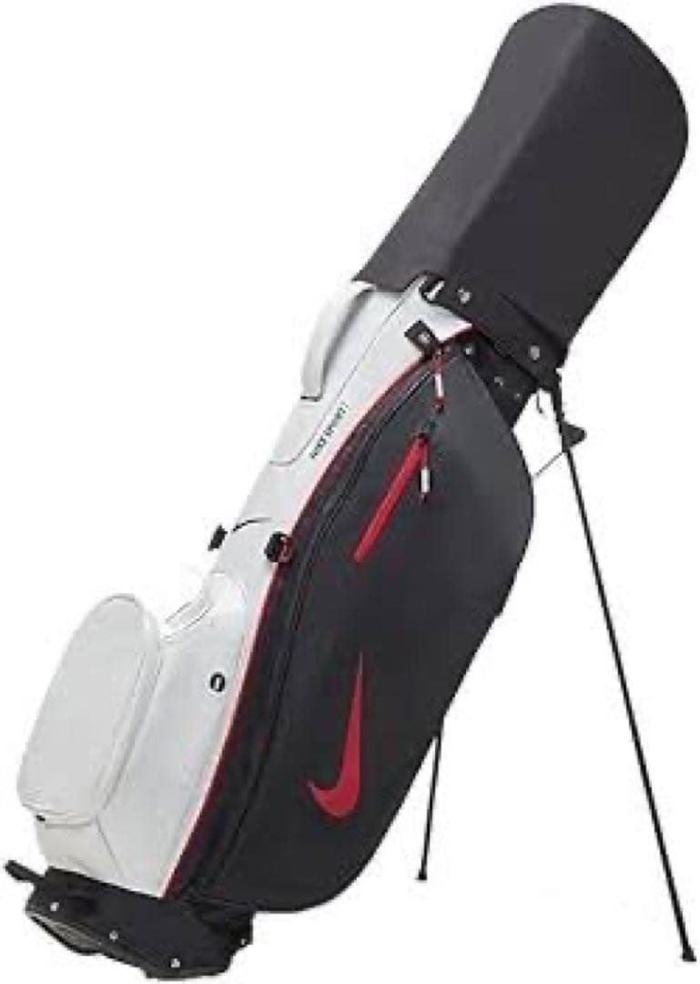 スタンド付 キャディバッグ フード付 ブラックレッドNIKE 軽量 ナイキ 赤黒 NIKE GOLF ナイキ ゴルフ 14分割 スタンド式 キャディバッグ フード付