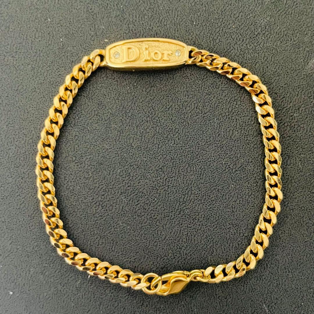 極美品 Christian Dior ブレスレット プレート ゴールド ロゴ - メルカリ