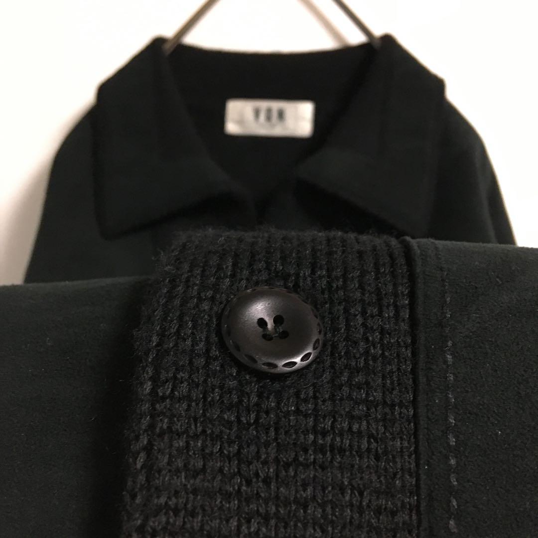 90s〜00s 古着 オープンカラー 襟付きウールカーディガン 異素材切替