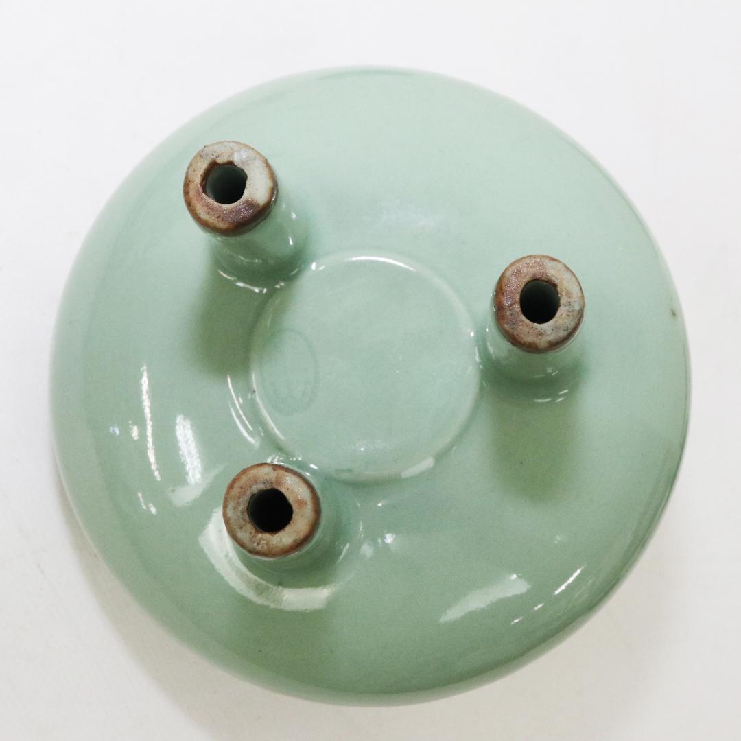 初代 諏訪蘇山 作 青磁 立耳 香炉 共箱 共布 鳳凰透火舎 帝室技芸員