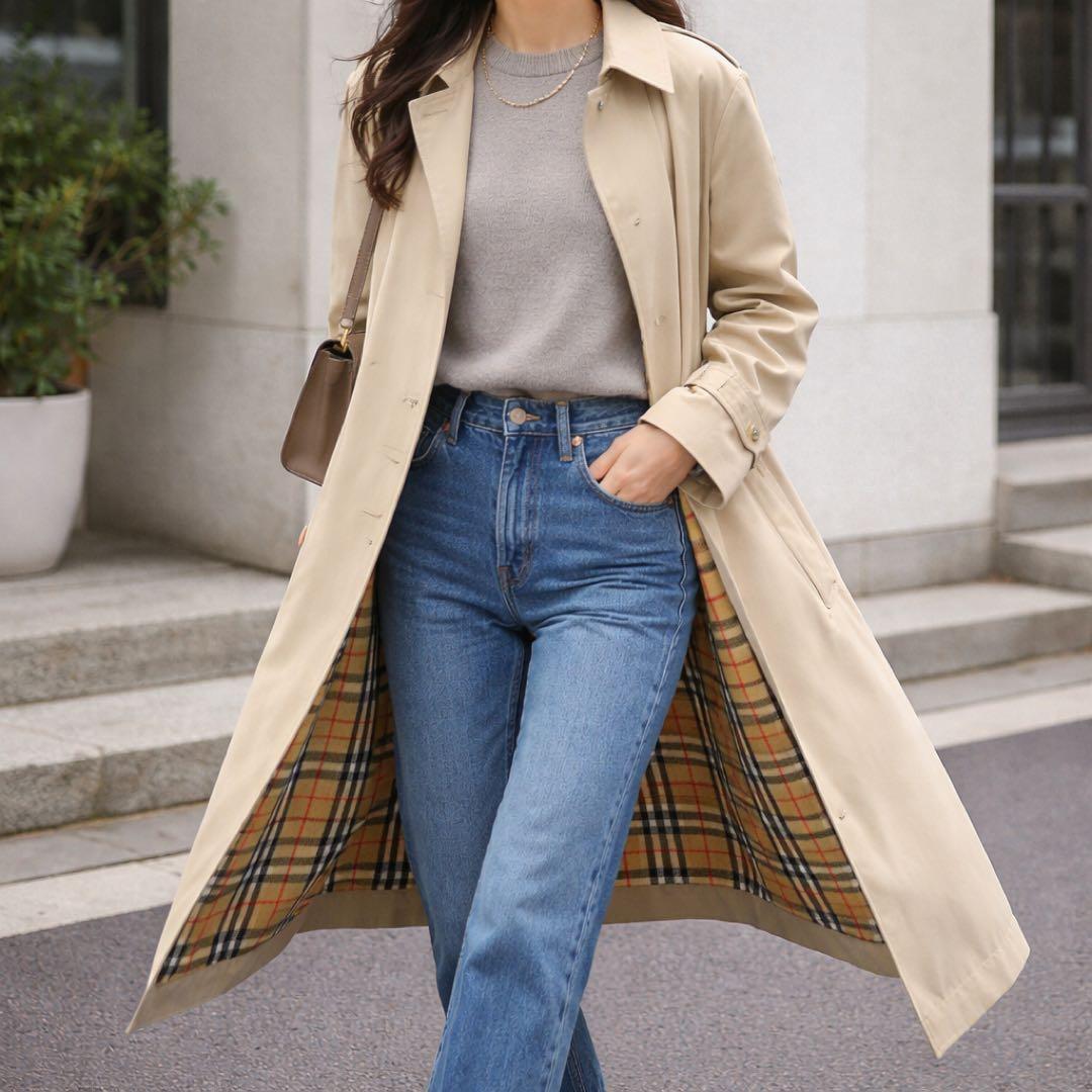 バーバリー ステンカラーコート ライナー ノバチェック S ベージュ