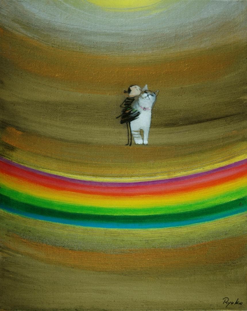 油絵 菅家令子 絵 絵画インテリア額付(銀) F3-030919 子猫子犬女の子