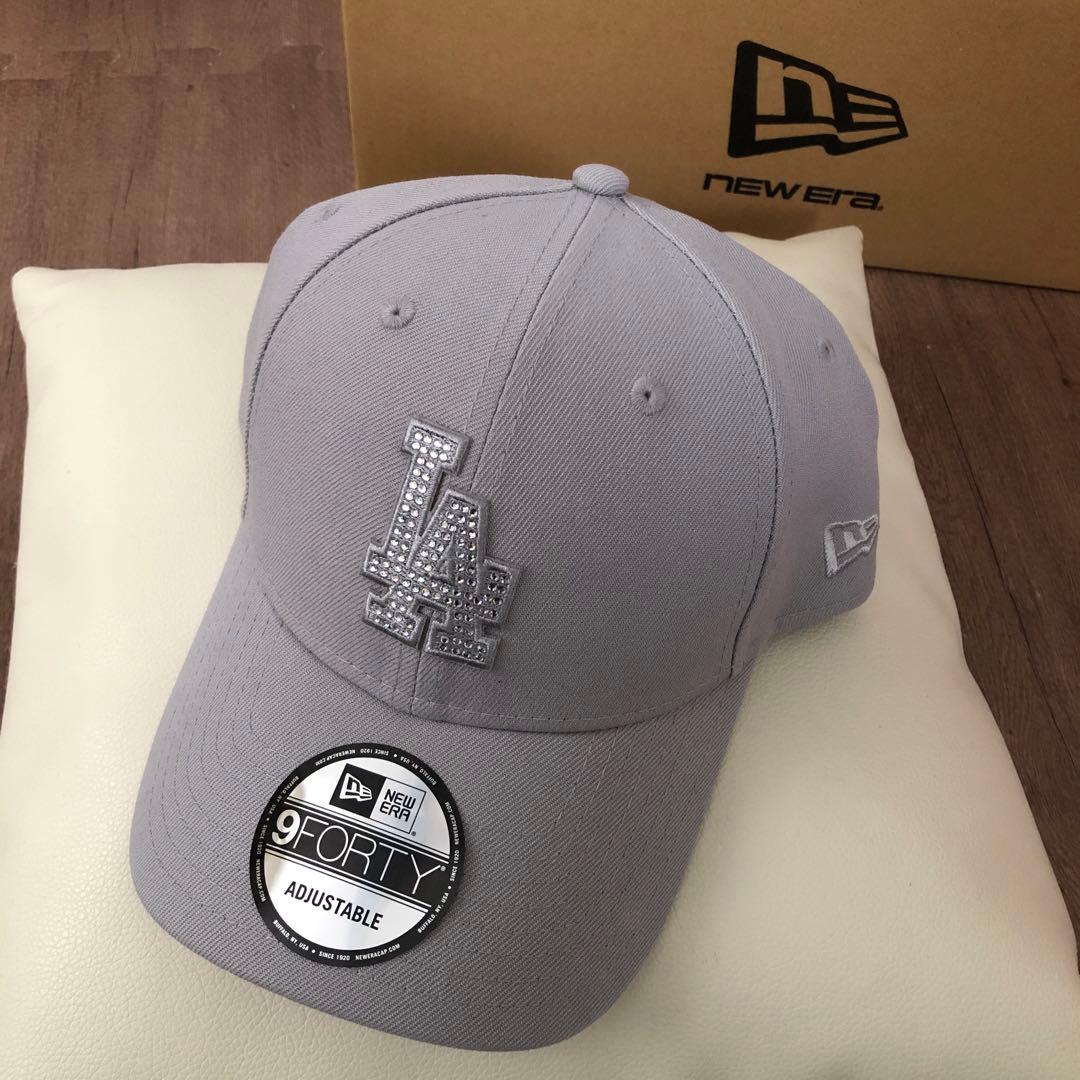 ニューエラ 9FORTY ラインストーン ドジャース キャップ 帽子 グレー