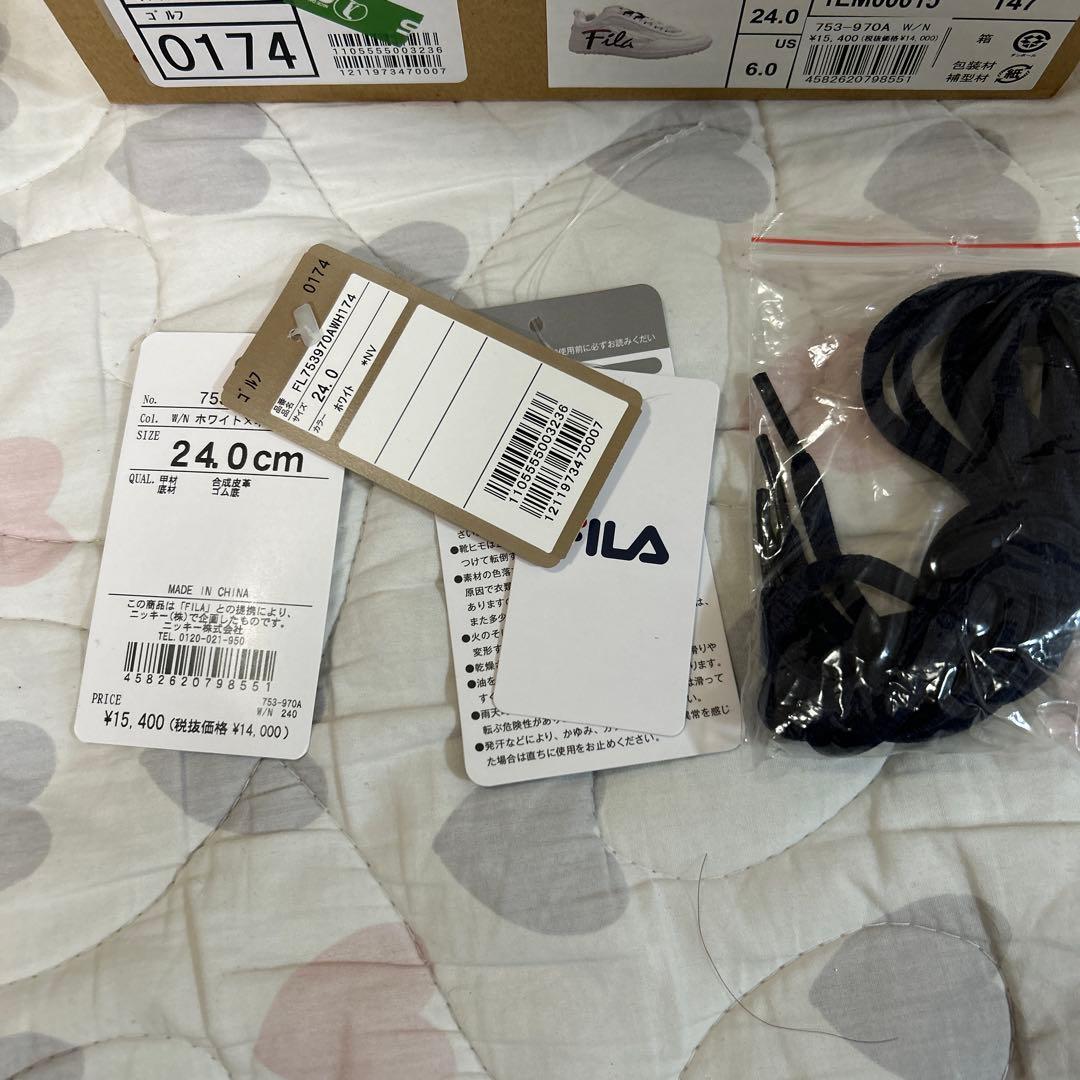 《美品》FILA ゴルフシューズ ロゴスニーカー 24cm レディース