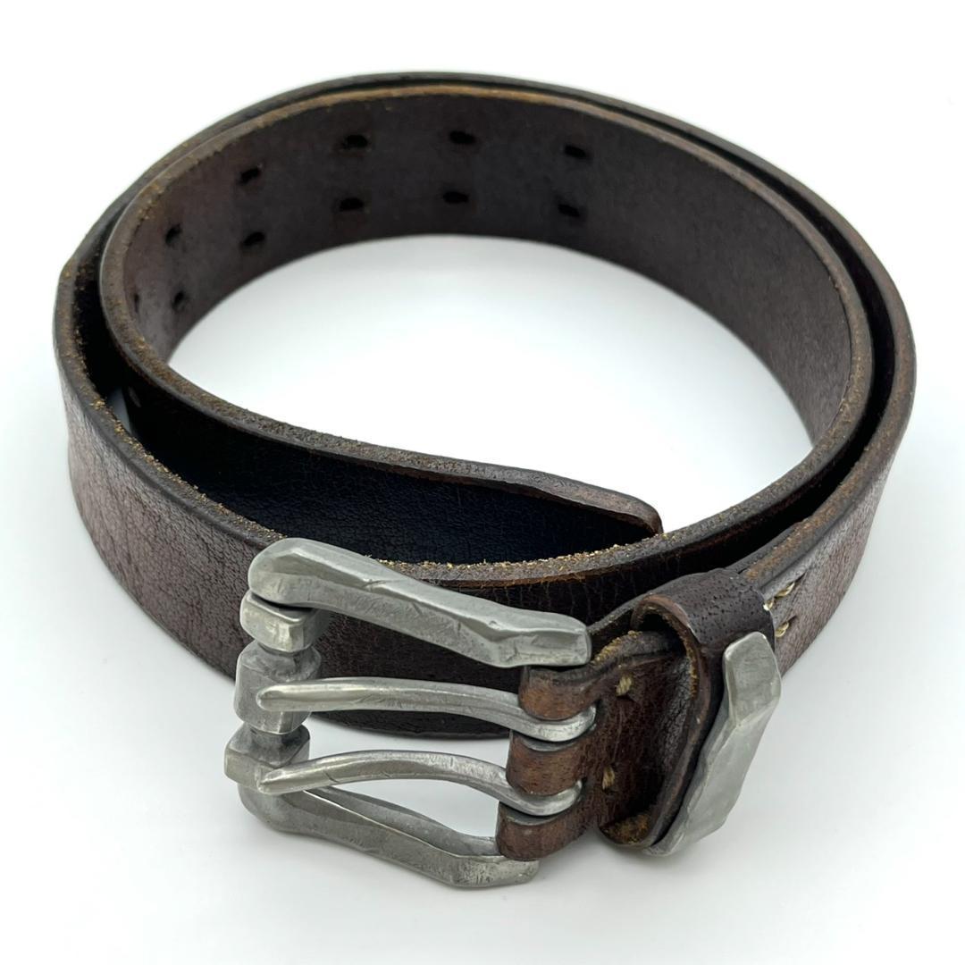 ヴィンテージワークス ベルト シルバーバックル ブラウン 茶 本革 レザー Vintage Works」ヴィンテージワークス Cバックル レザーベルト DH5536