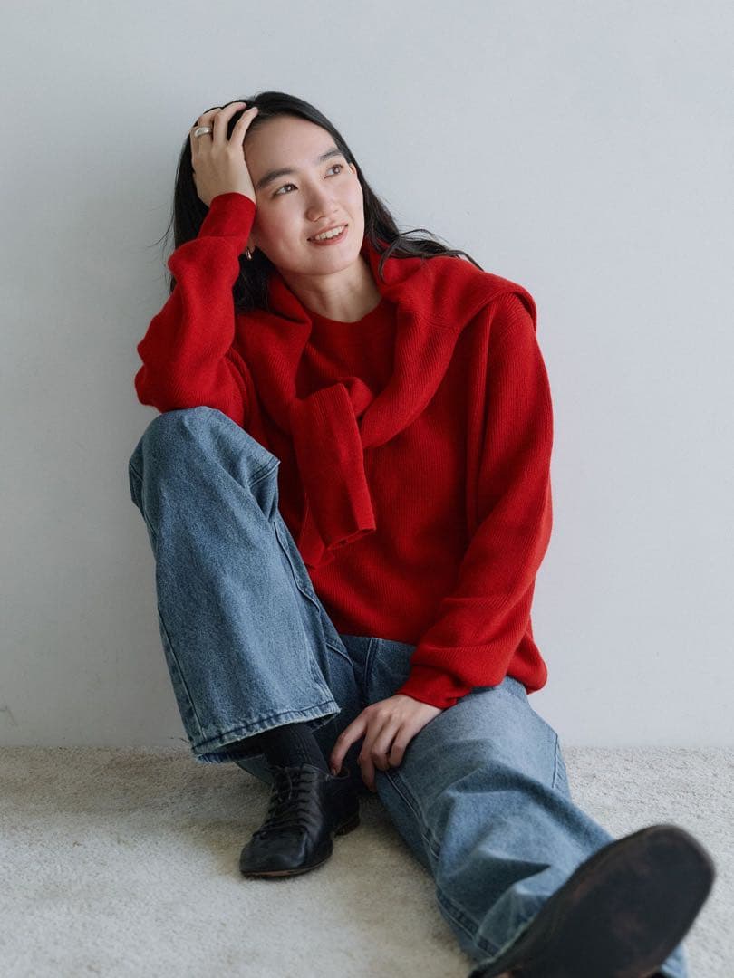 Y*i様 crewre カシミアブレンドメリノウールニット レッド サイズ3