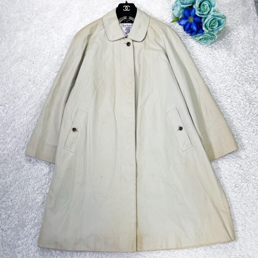 BURBERRY バーバリー ステンカラーコート チェック柄 アイボリー M相当