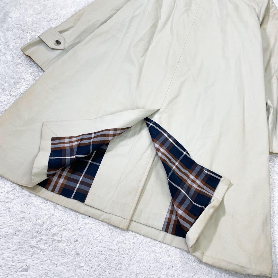 BURBERRY バーバリー ステンカラーコート チェック柄 アイボリー M相当