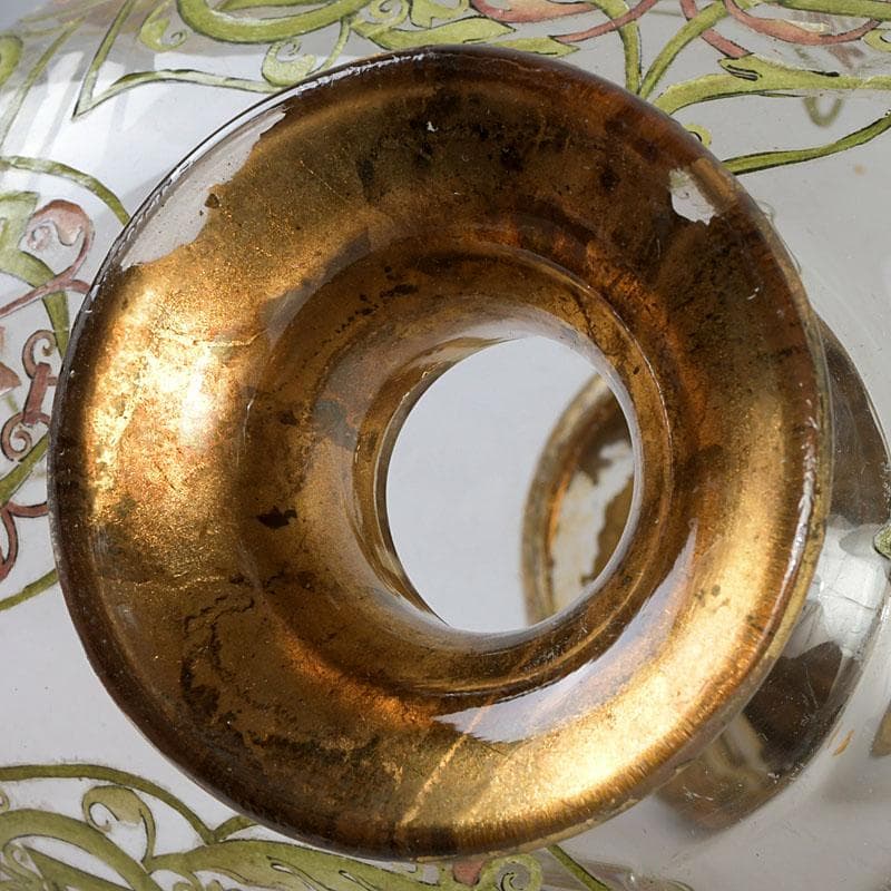 アンティーク ガラス工芸 風景図 花瓶 C 9410 ガラス 花器