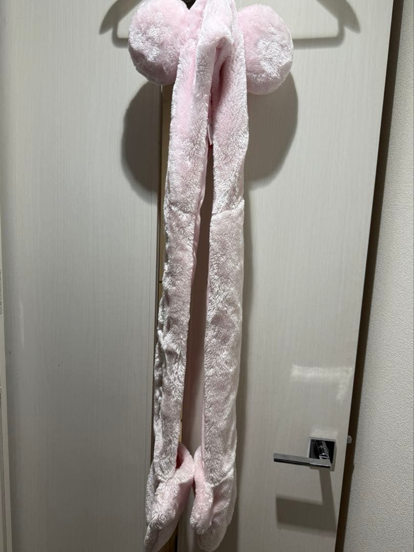 フード付きマフラー フード付きキャップ ピンク ミニー ミッキー