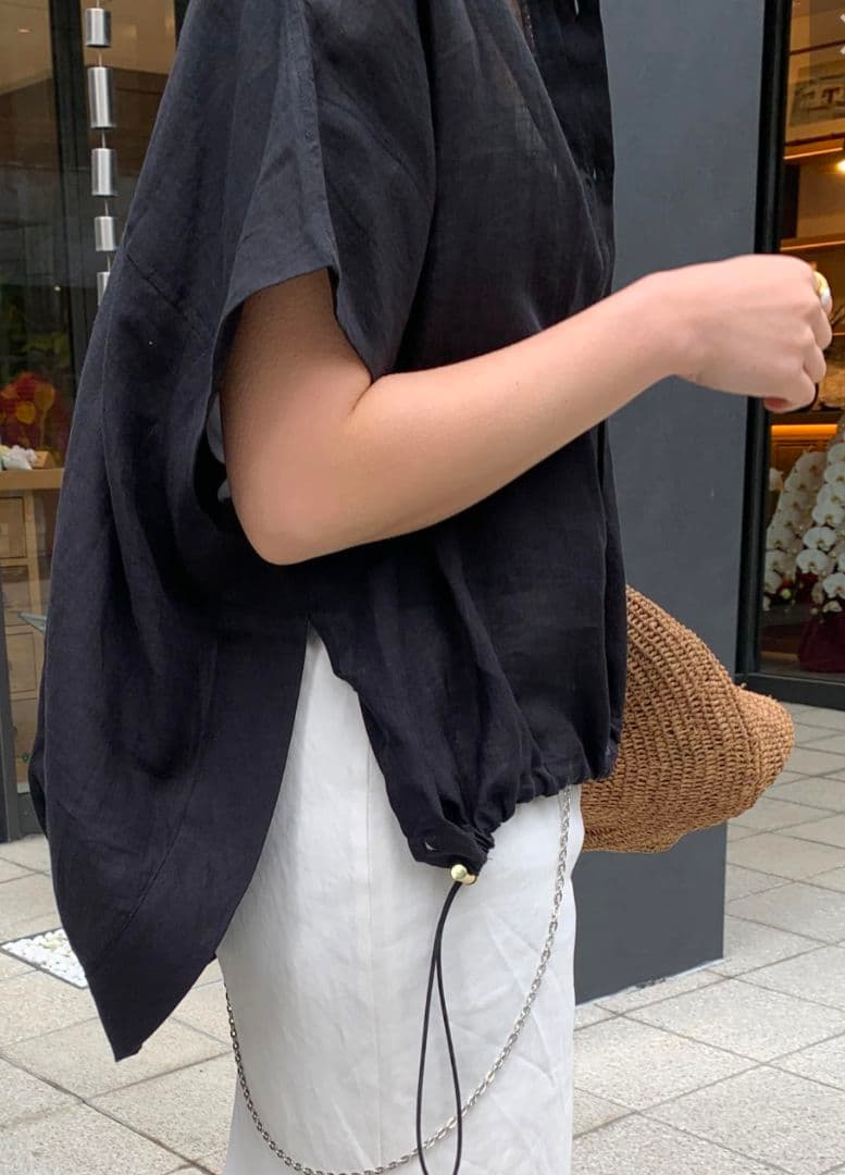 25年 今期 新品 doudou リネンドロストフレンチシャツ F フリー - メルカリ