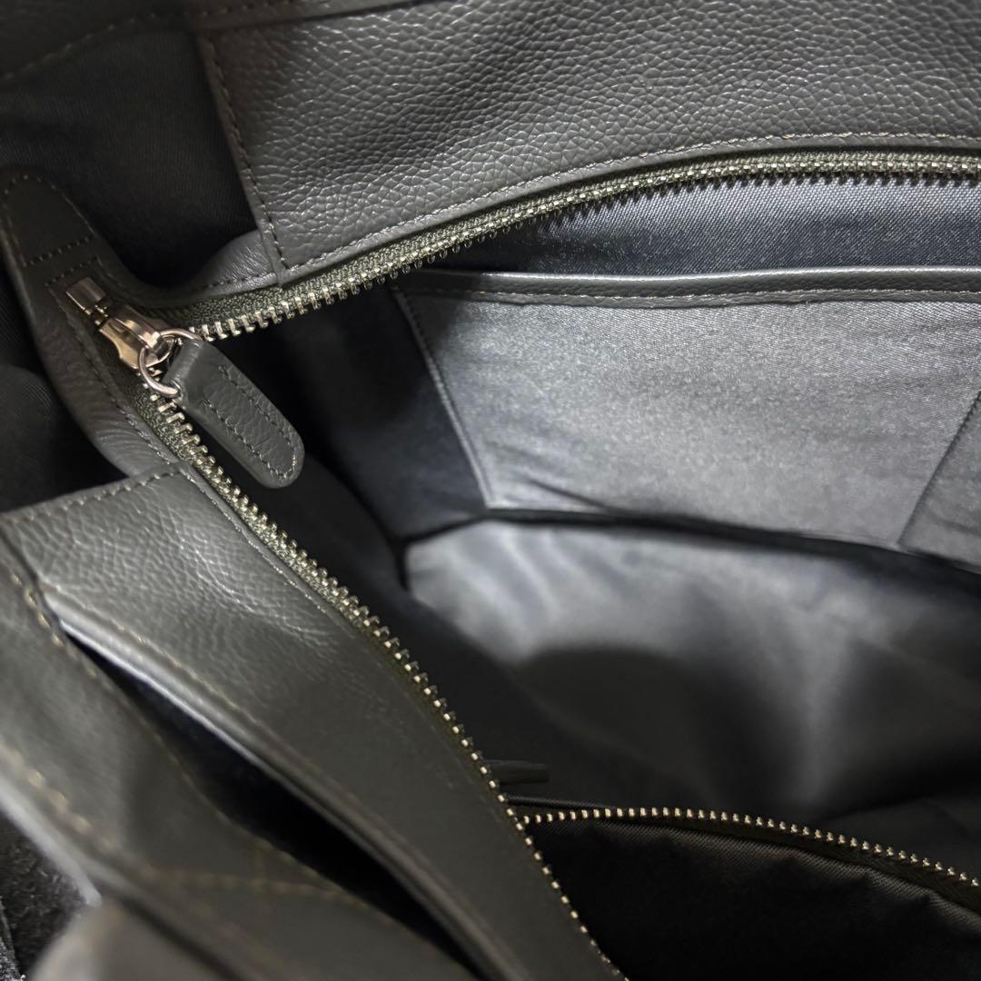 未使用級】ビジネスレザーファクトリー トートバッグ グレー レザー