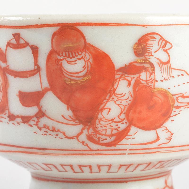 湖東焼 赤絵 人物文 猪口 盃 時代箱付 V R5213 - メルカリ