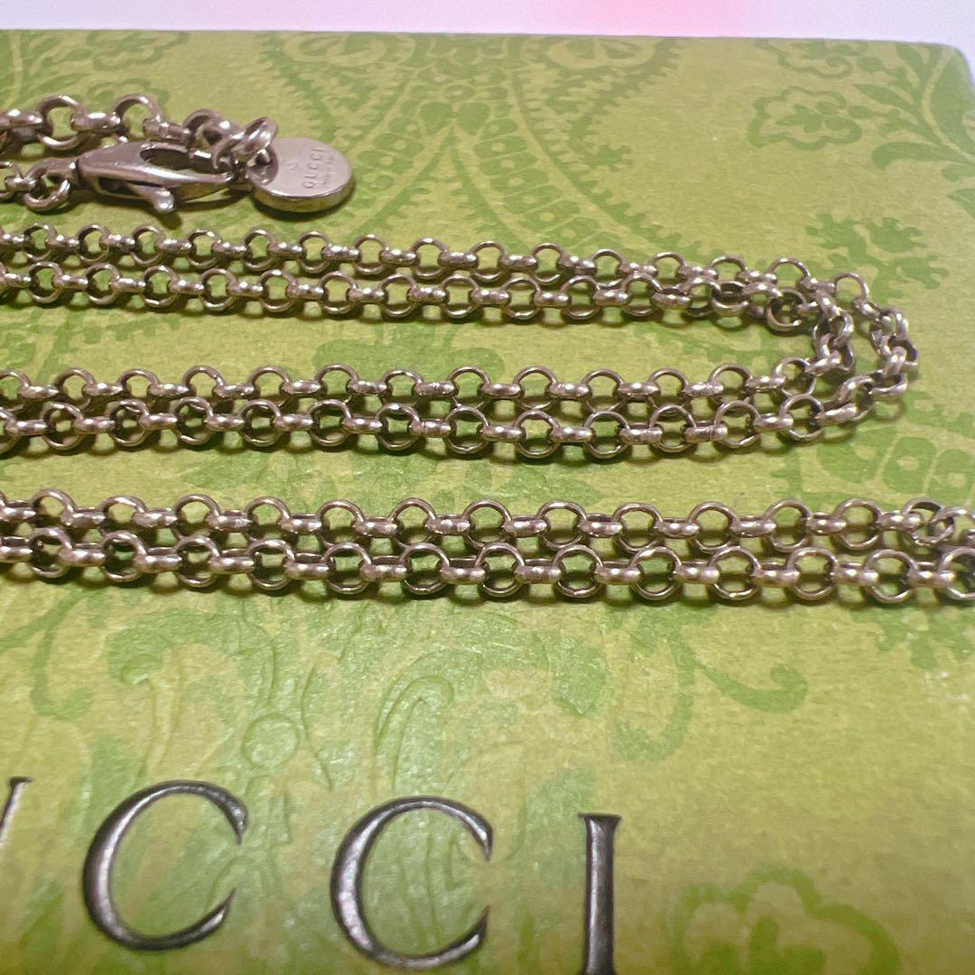 《美品》グッチ あずきチェーン 50cm ネックレス ブラック シルバー925