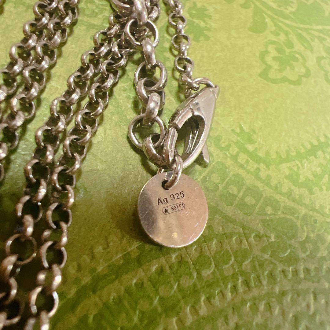 《美品》グッチ あずきチェーン 50cm ネックレス ブラック シルバー925