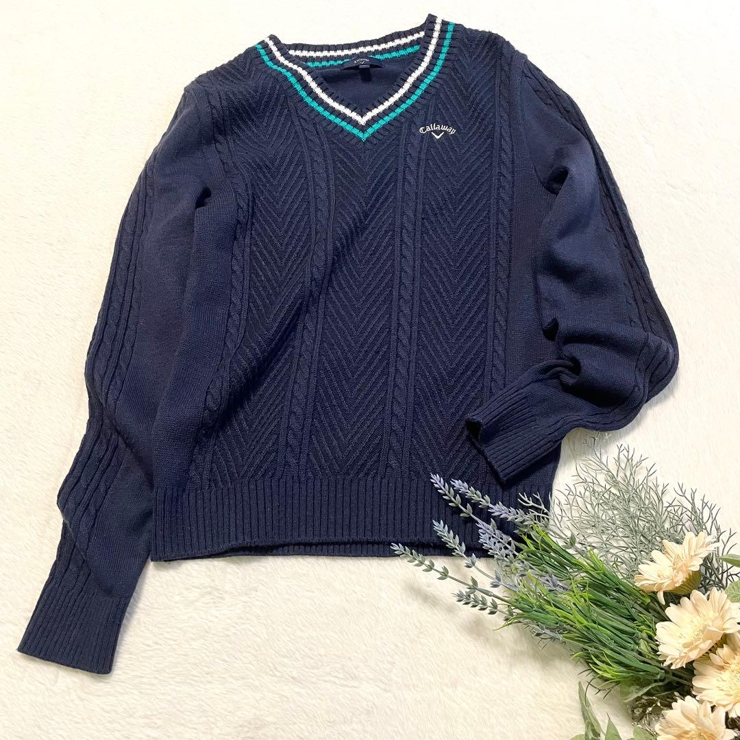 Callaway キャロウェイ》Vネックセーター ニット ネイビー M ライン