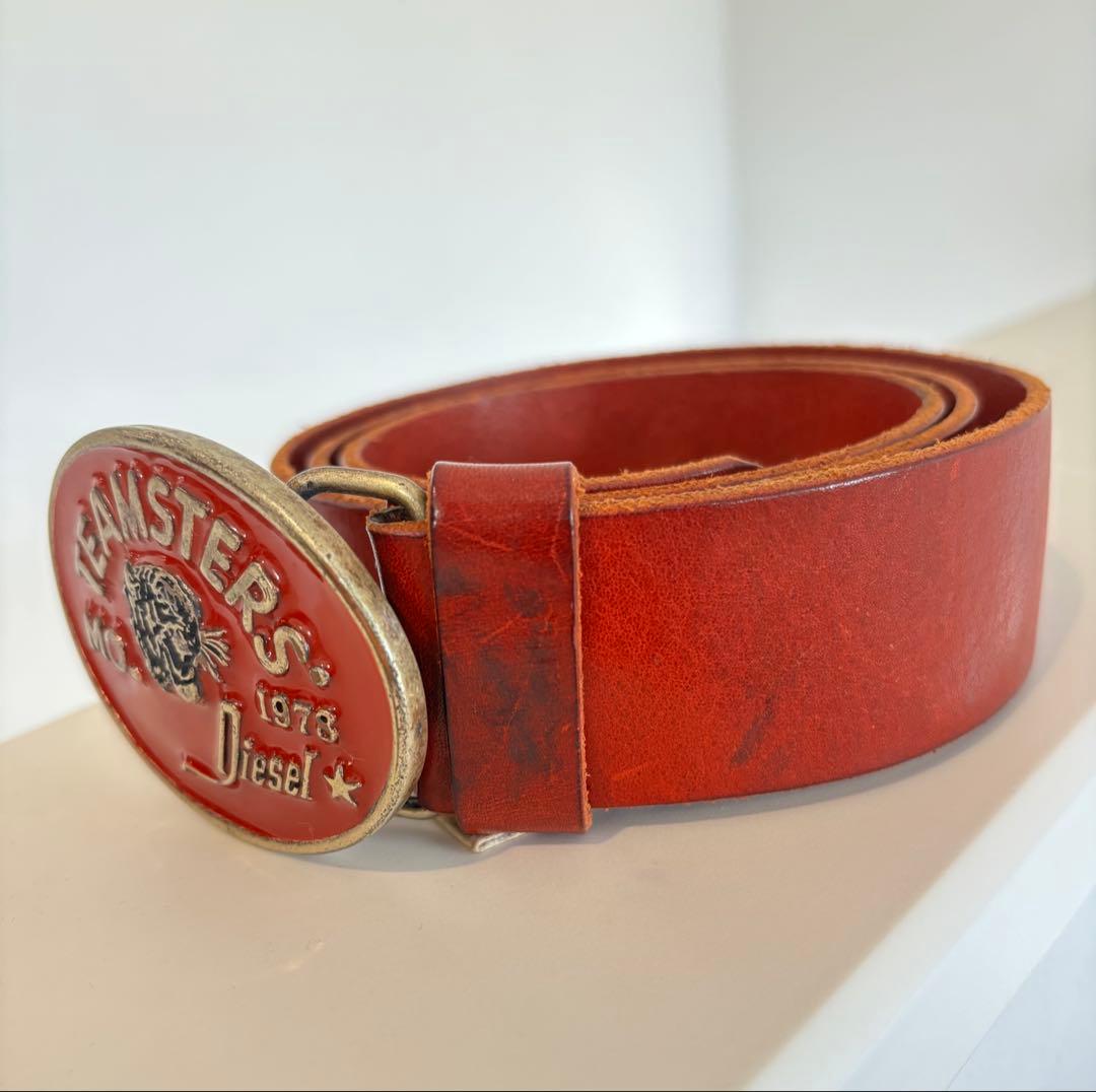 DIESEL ディーゼル 希少 正規品TEAMSTERS レザー ベルト 赤 - メルカリ