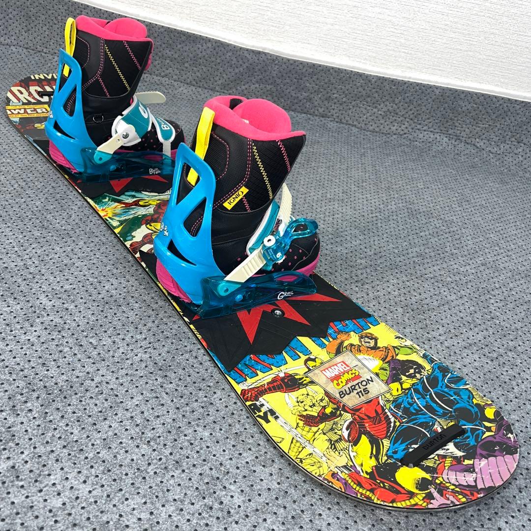 希少 キッズスノーボード 115cm BURTON MARVEL×バイン×ブーツ - メルカリ