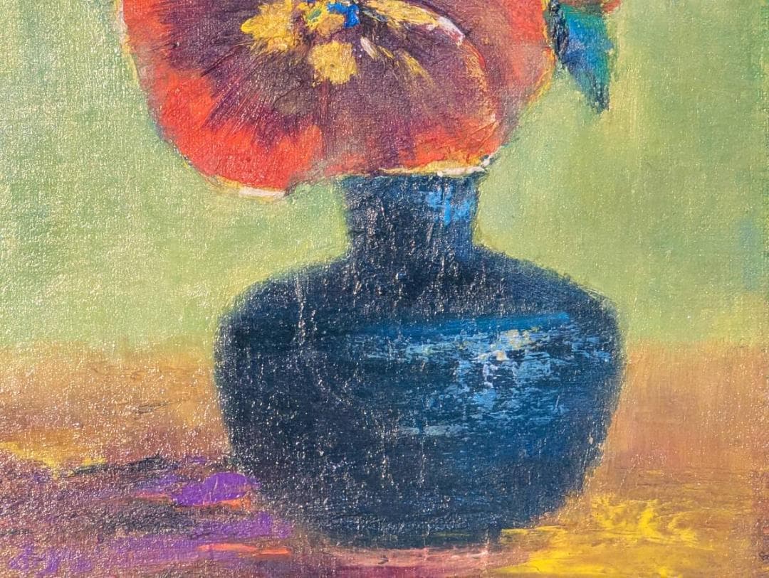 美品 佐々木英夫「持国天 立像 戎壇堂」油彩 大作 1988年作 銀箔仕様 仏像