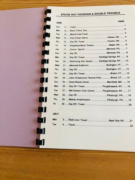 スティービーレイヴォーンstevie ray ＩＮSTEP ツアースケジュール帳