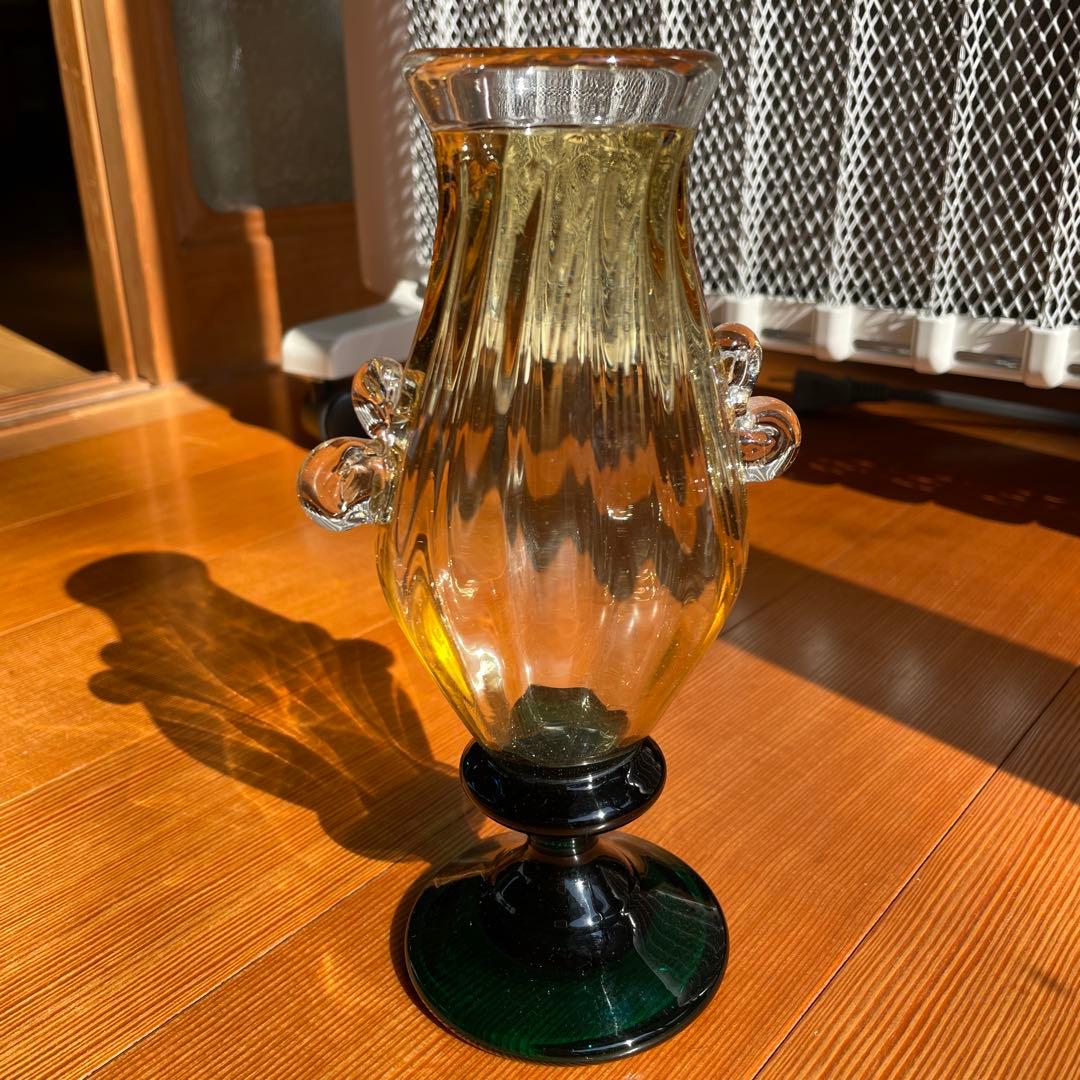 村松学　双耳花瓶　カンナカガラス　舩木倭帆 カンナカガラス工房という屋号で吹き硝子を製作している村松学さん