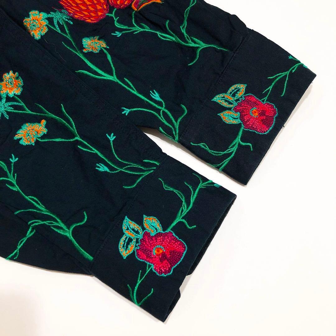 美品】ポールスミス 長袖シャツ Lサイズ 刺繍 花柄 ブラック系 - メルカリ