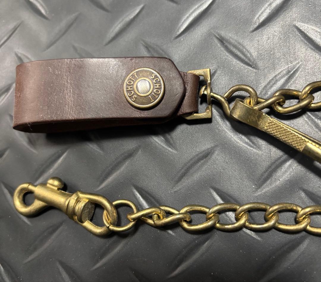 Schott ショット長財布 ウォレットチェーン ブラウン 牛革 カウハイド