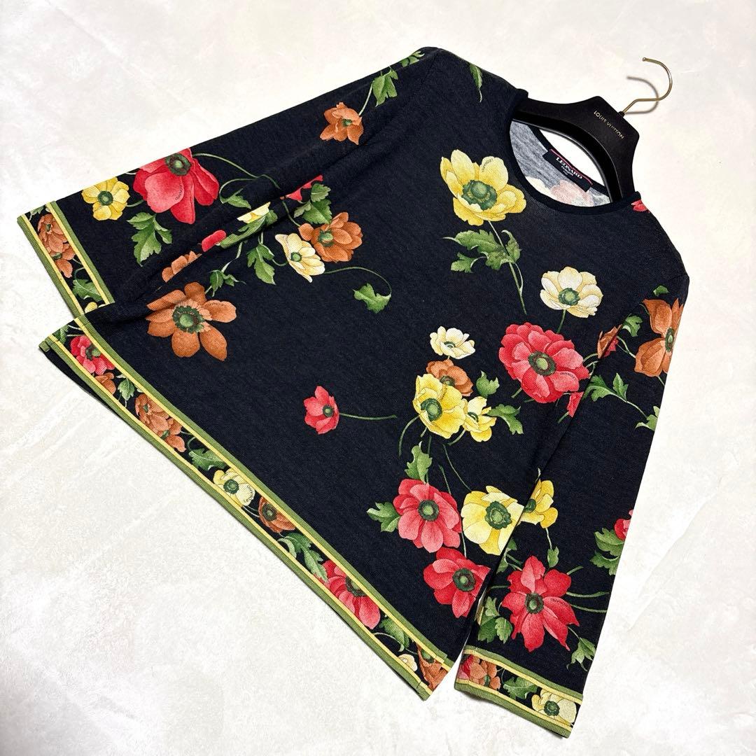 LEONARDレオナール ニット ウール シルク トリムライン ブラック