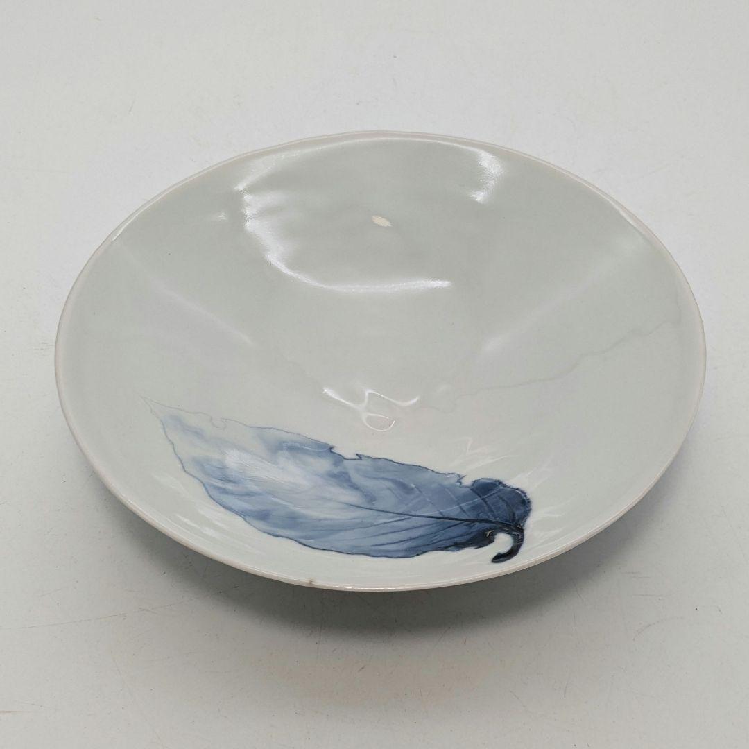 加藤巌 京焼 染付茶碗 共箱 木葉文 清水焼 抹茶碗 抹茶茶碗